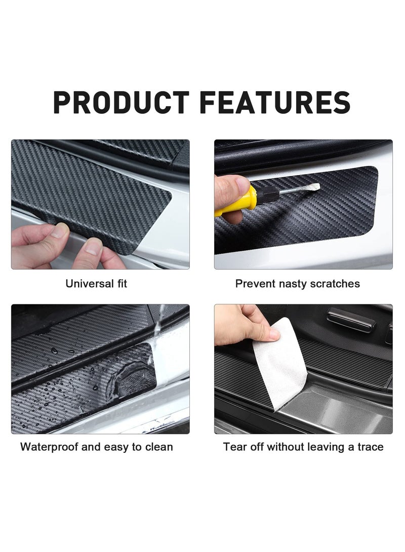 SYOSI Tricolor Door Sill Protectors Stickers for Toyota Tacoma TRD 4Runner Tundra Rav4 Highlander Accessories, Carbon Fiber Front/Rear Door Sill Plate Protector, Car Door Entry Guards Stickers (8PCS) - Image 4