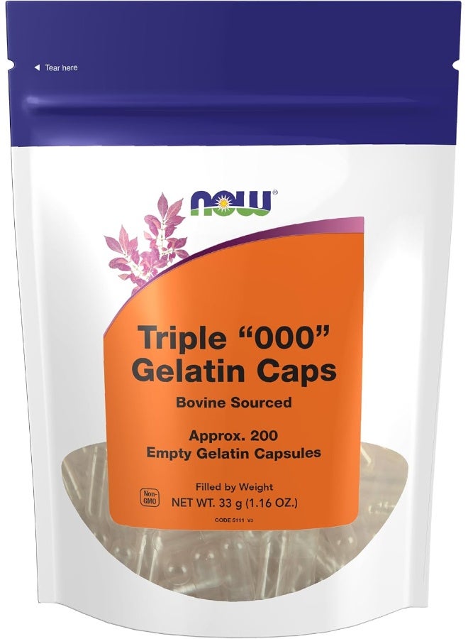 now Foods, Triple "000" Gelatin Caps, 200 Empty Capsules