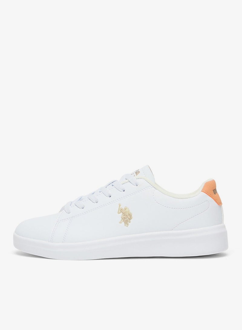 U.S. Polo Assn. Women's White Low-Top Sneakers with Tan Accent - Lightweight Shoes Sleek Style with Lace-Up Design Shoes and Comfort Cushioned Sole for Everyday Wear - Image 2