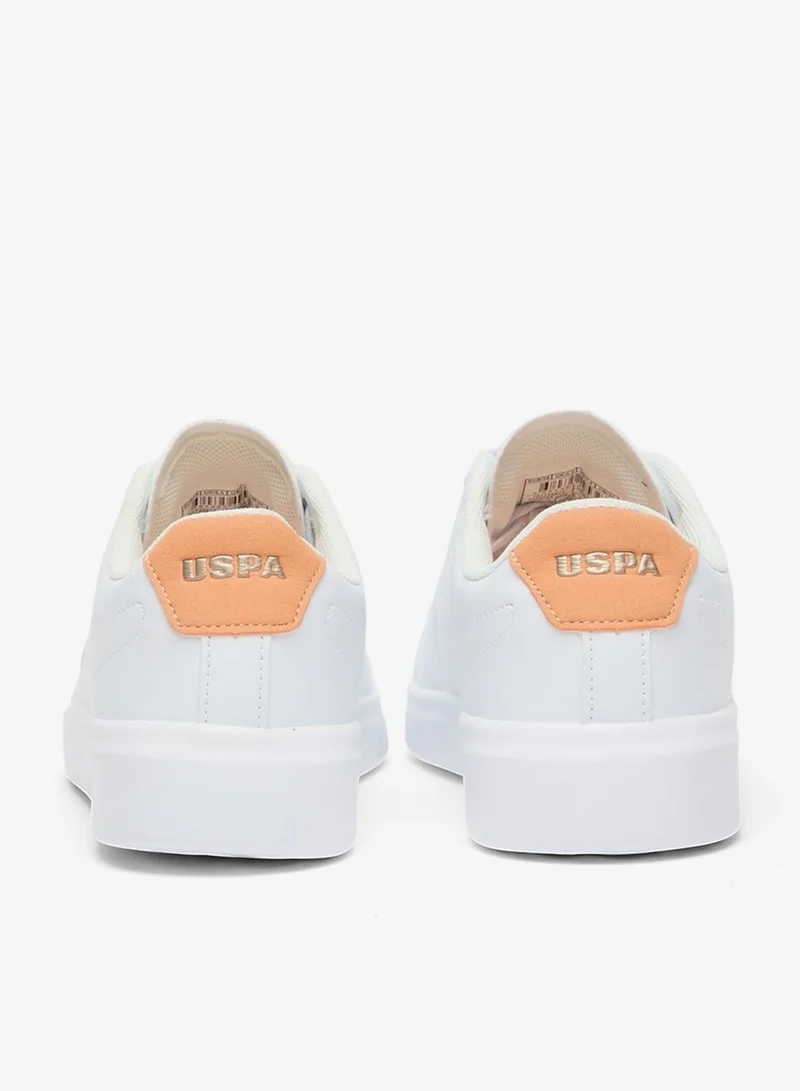 U.S. Polo Assn. White Women's White Low-Top Sneakers with Tan Accent - Lightweight Shoes Sleek Style with Lace-Up Design Shoes and Comfort Cushioned Sole for Everyday Wear for Women | Best Price UAE