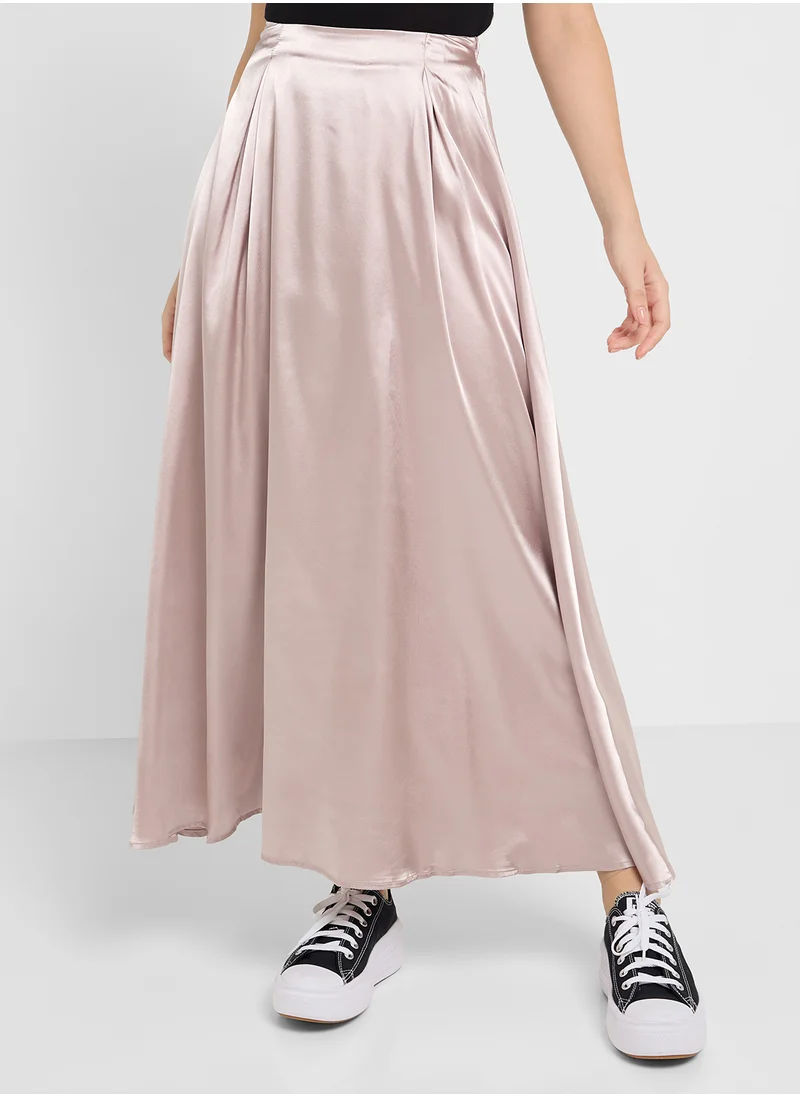 Ginger Boxy Pleat Satin Skirt