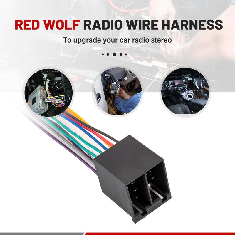 RED WOLF Car Radio 16 Pin ISO Wire Harness For Semi Truck Freightliner International Peterbilt Volvo Mack Kenworth Install Aftermarket Stereo for JVC Pioneer Kenwood Sony Android w/Wire Connector Butt - Image 5