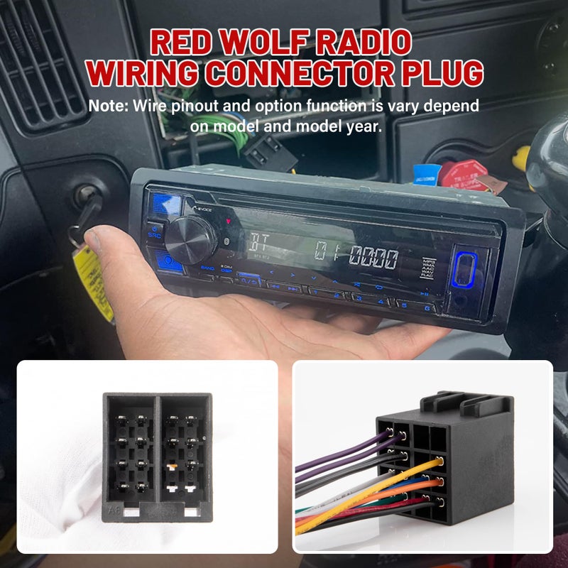 RED WOLF Car Radio 16 Pin ISO Wire Harness For Semi Truck Freightliner International Peterbilt Volvo Mack Kenworth Install Aftermarket Stereo for JVC Pioneer Kenwood Sony Android w/Wire Connector Butt - Image 4