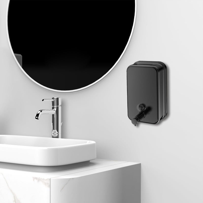 interhasa!Commercial Soap Dispenser Wall Mount,304 Stainless Steel Soap Dispenser Brushed Hand Soap Dispenser Commercial Liquid Soap Dispenser for Bathroom,Matte Black Colour,Vertical Style - Image 5