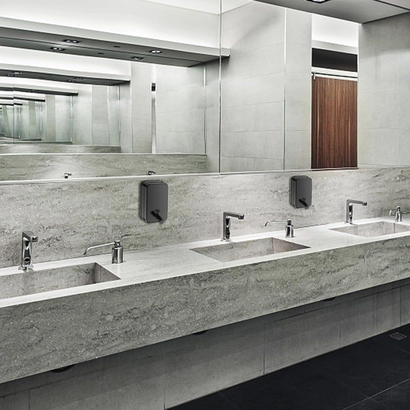 interhasa!Commercial Soap Dispenser Wall Mount,304 Stainless Steel Soap Dispenser Brushed Hand Soap Dispenser Commercial Liquid Soap Dispenser for Bathroom,Matte Black Colour,Vertical Style - Image 2