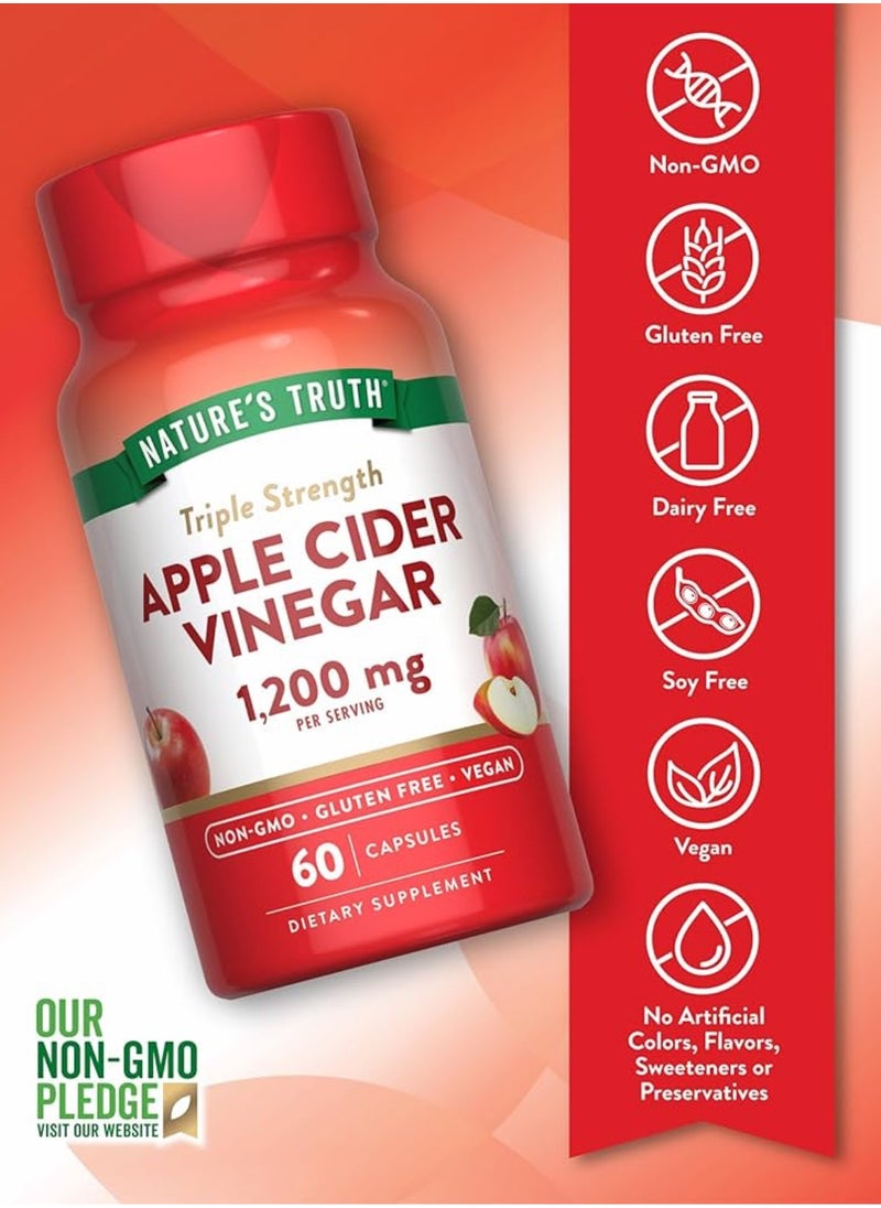 Nature's Truth Apple Cider Vinegar 1200mg 60 Vegan Capsules  - Image 2