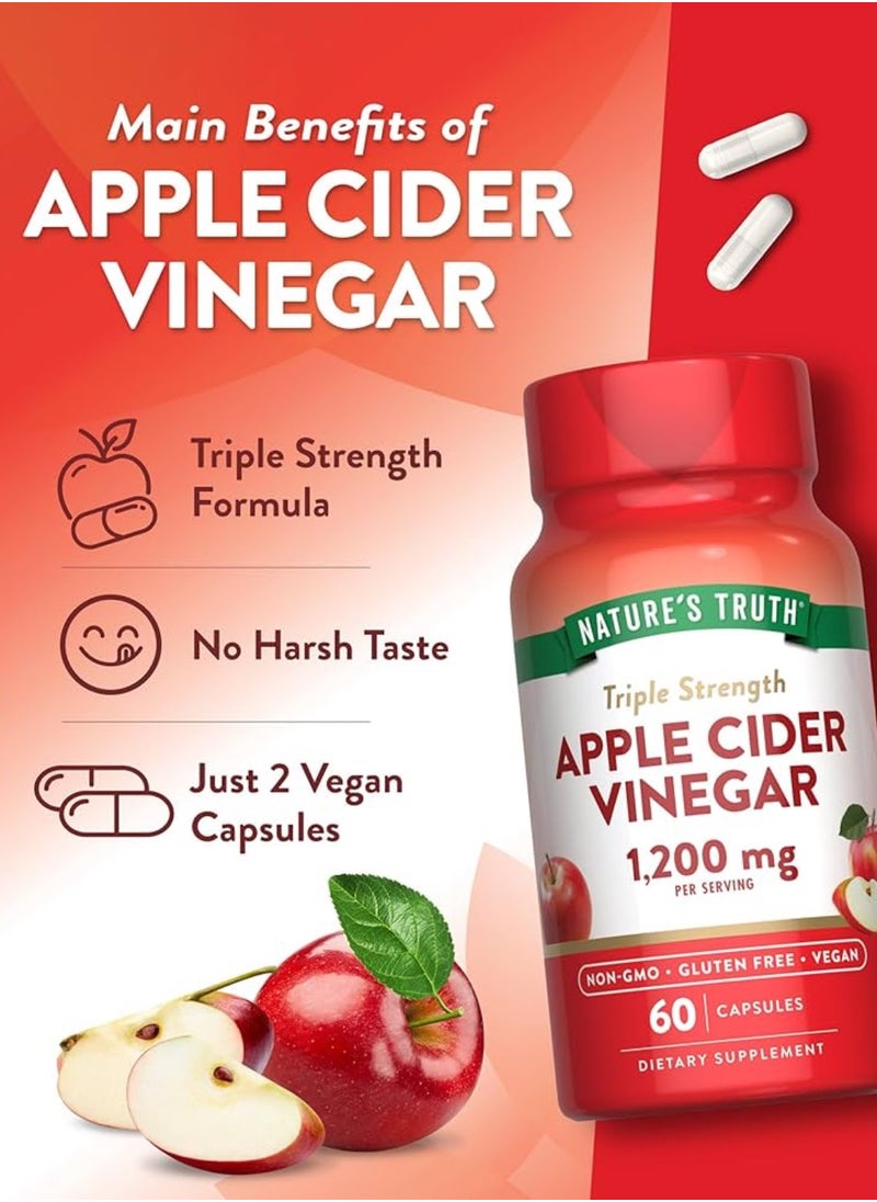 Nature's Truth Apple Cider Vinegar 1200mg 60 Vegan Capsules  - Image 5