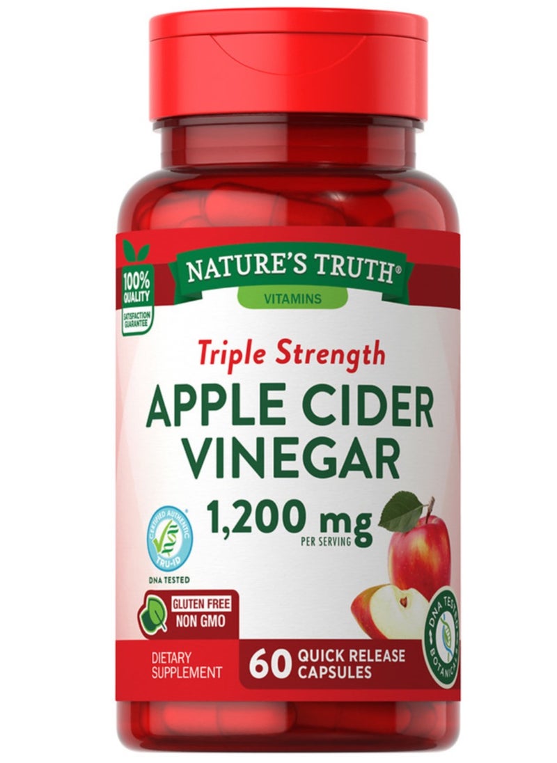 Nature's Truth Apple Cider Vinegar 1200mg 60 Vegan Capsules  - Image 1