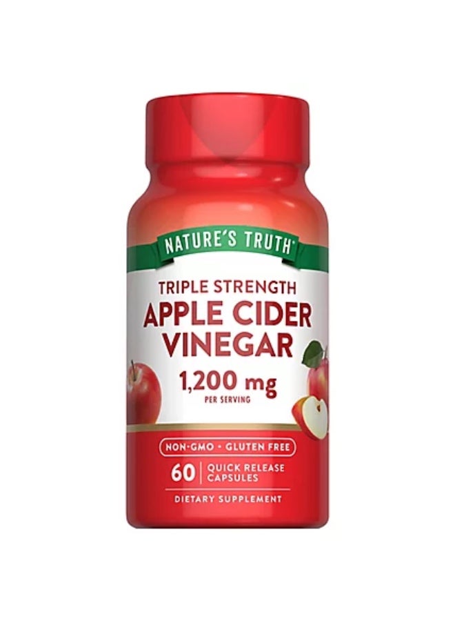 Nature's Truth Apple Cider Vinegar 1200mg 60 Vegan Capsules - Image 1