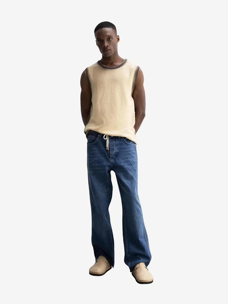 جيستو GIESTO Crew Neck Sleeveless T-Shirt with Contrast Binding