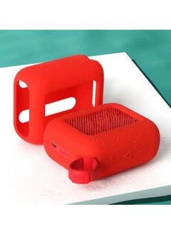 بيوينتي For JBL Go 4 Waterproof Bluetooth Speaker Silicone Cover Case, Portable Silicone Travel Case with Carabiner, Protective Skin Case（Black)  - Image 3