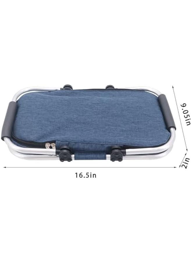 HOOKOR Large Size Insulated Picnic Basket, Foldable Cooler Bag, Waterproof Lining Cool Hamper Shopping Basket Bag Box for Camping, Hiking, Picnicking, Lake Trips, Family Vacations (Dark Blue)  - Image 3