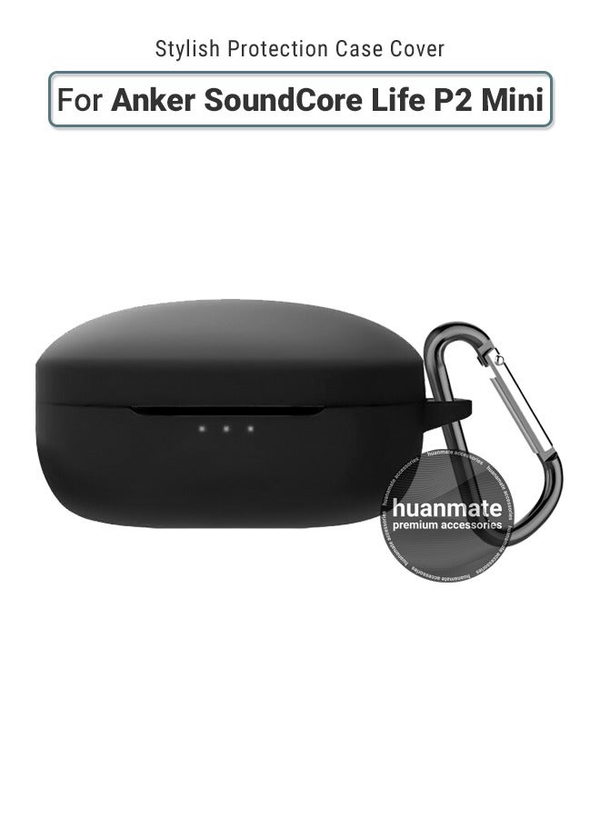 huanmate Anker SoundCore Life P2 Mini Silicone Case Cover - Black - Made with Soft Silicone, Lightweight & Durable - Stylish Design, Accurate Cut-outs, Easy Installation & Removal - Image 1