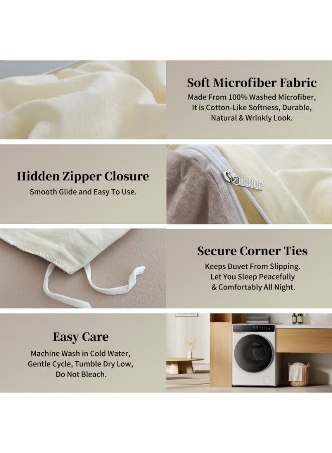 Beauenty Duvet Cover Set King Size 4 Pcs, Include 1 Quilt Cover 220 x 240cm & 2 Pillow Cases 48 x 74cm & 1 Bedsheet 235 x 250cm, Super microfiber Soft Quality Cotton Blend Bedding Set, NO Comforter - Chrysanthemum Orange - Image 5