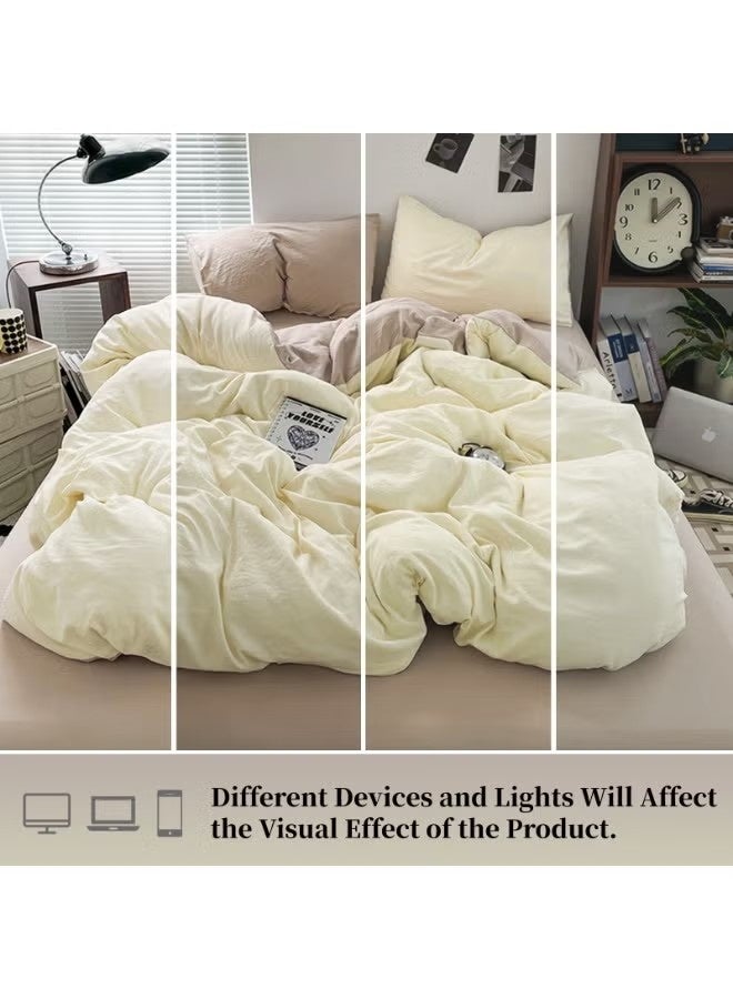 Beauenty Duvet Cover Set King Size 4 Pcs, Include 1 Quilt Cover 220 x 240cm & 2 Pillow Cases 48 x 74cm & 1 Bedsheet 235 x 250cm, Super microfiber Soft Quality Cotton Blend Bedding Set, NO Comforter - Chrysanthemum Orange - Image 4