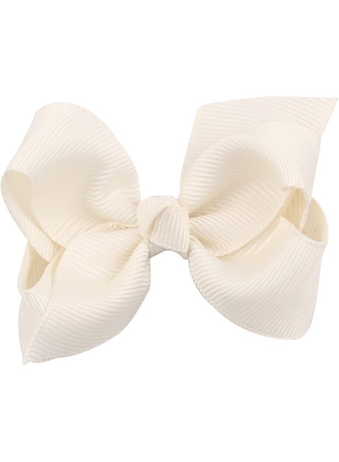 ZOONAI 3 Inch Baby Girl Hair Bows Boutique Hair Clip Teens Toddlers Hairpin Headwear - Set of 2 (Ivory) - Image 2