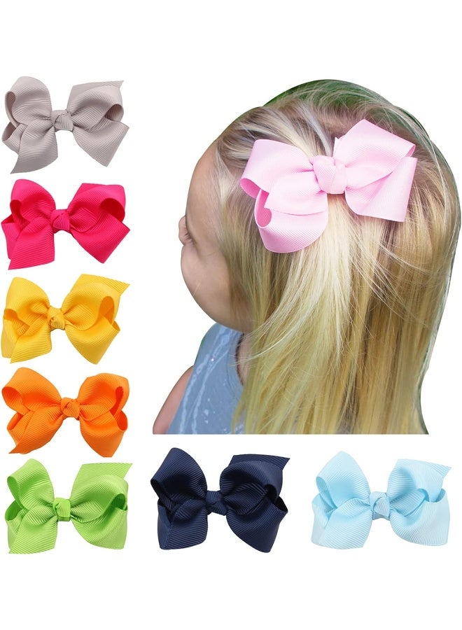 ZOONAI 3 Inch Baby Girl Hair Bows Boutique Hair Clip Teens Toddlers Hairpin Headwear - Set of 2 (Ivory) - Image 4