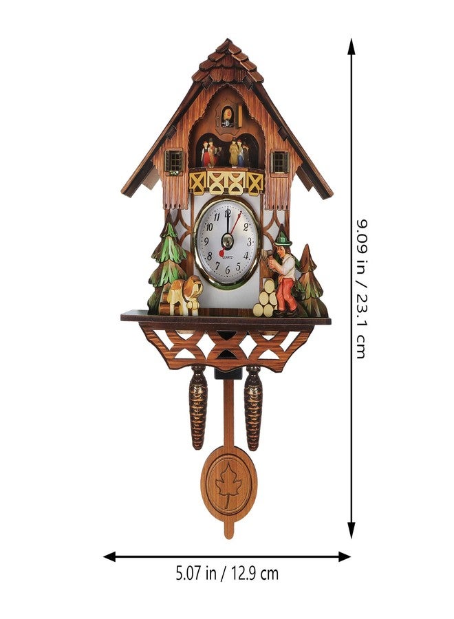 Vosarea Wooden Wall Clock,Small Clock Decor,Cuckoo Shaped Clock Antique Pendulum for Home Kids Room Bedroom Decor - Image 3