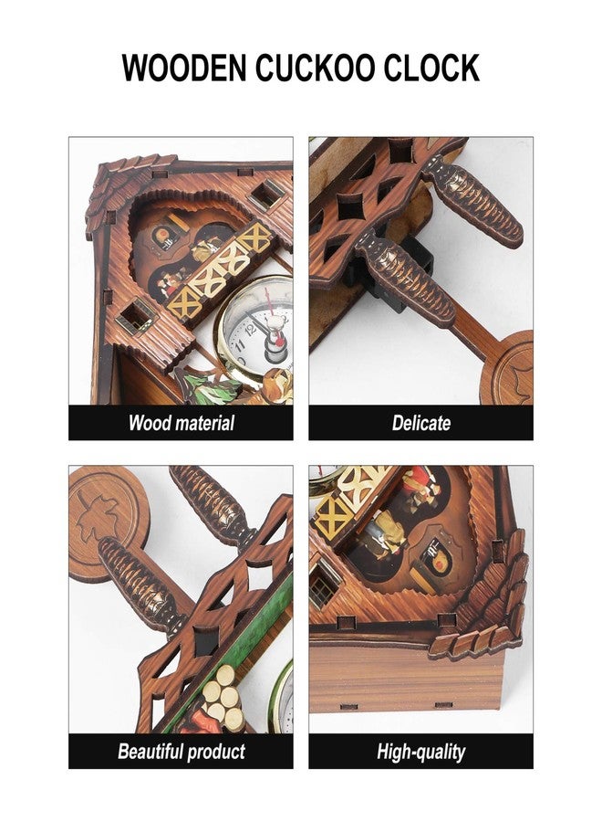 Vosarea Wooden Wall Clock,Small Clock Decor,Cuckoo Shaped Clock Antique Pendulum for Home Kids Room Bedroom Decor - Image 5