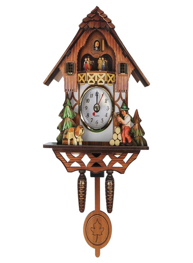 Vosarea Wooden Wall Clock,Small Clock Decor,Cuckoo Shaped Clock Antique Pendulum for Home Kids Room Bedroom Decor - Image 1