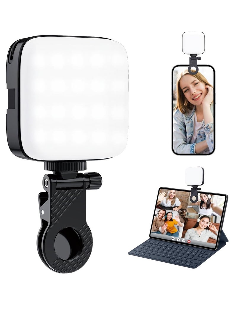 Selfie Light with Clip – 80 LED Dimmable Video Light, 3000K–9900K, Rechargeable, CRI 95+, Cold Shoe Mount - Image 1
