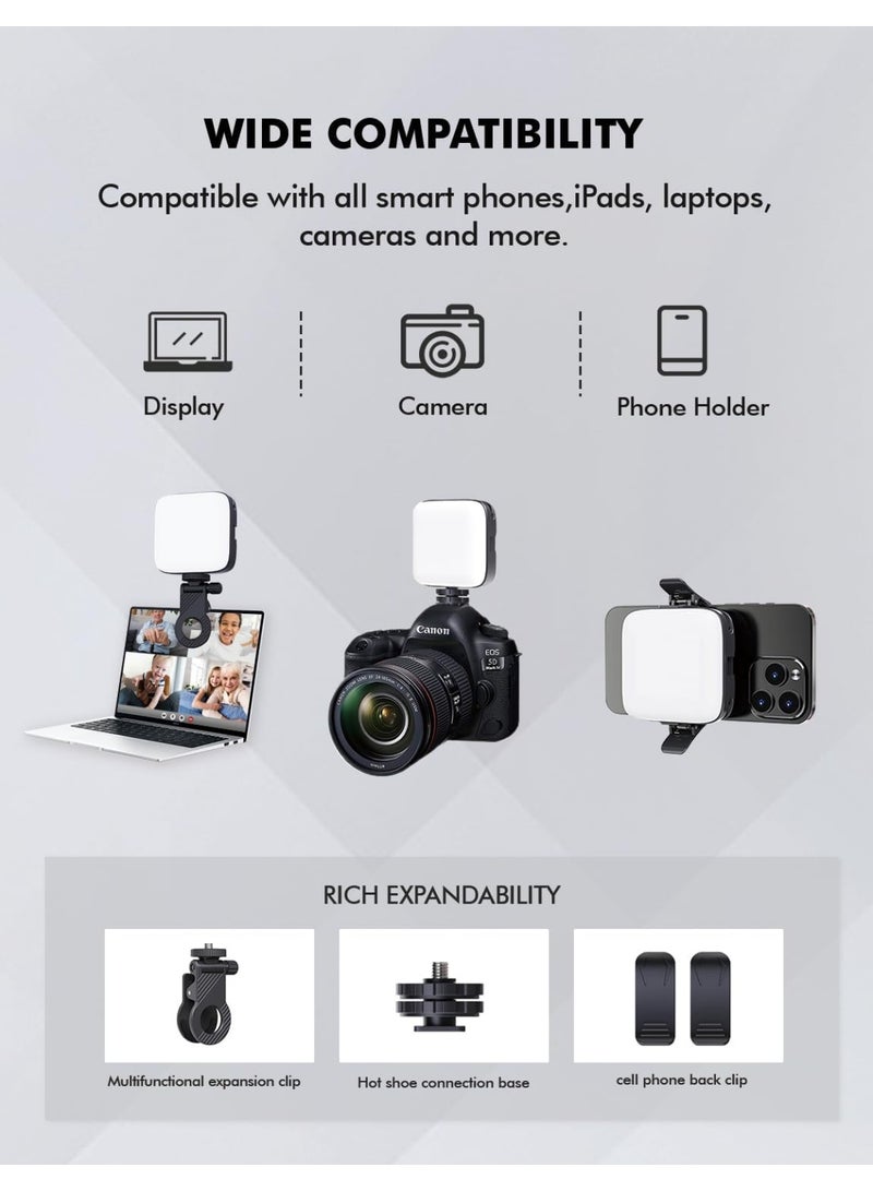 Selfie Light with Clip – 80 LED Dimmable Video Light, 3000K–9900K, Rechargeable, CRI 95+, Cold Shoe Mount - Image 4
