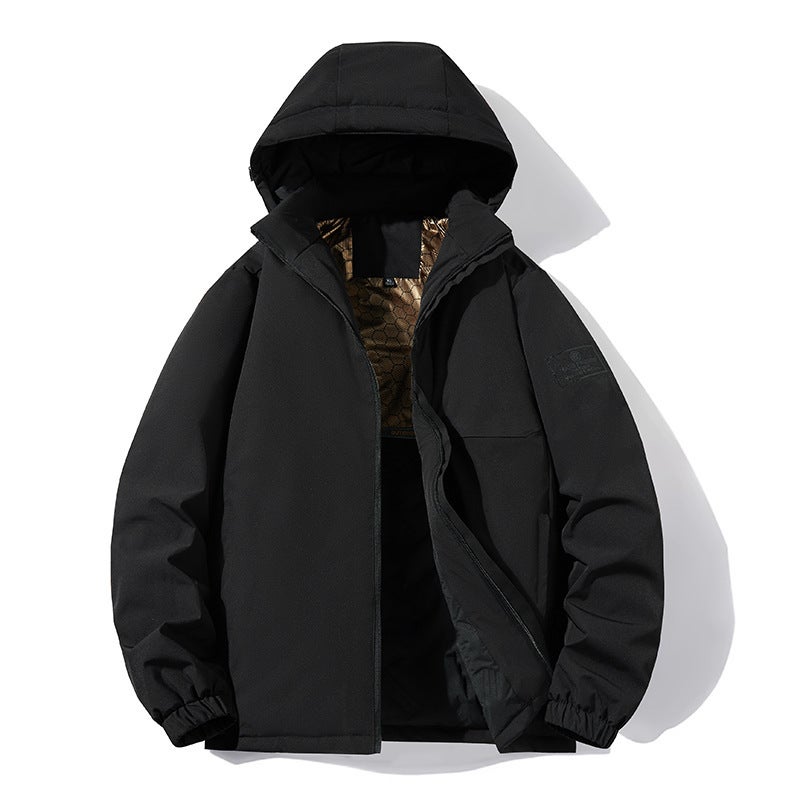 New Down Cotton-Padded Coat Men'S Coat Winter Thickened Warm Cotton-Padded Coat Down Cotton-Padded Jacket Detachable Hat Factory Sent W2398 - Image 4