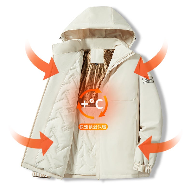 New Down Cotton-Padded Coat Men'S Coat Winter Thickened Warm Cotton-Padded Coat Down Cotton-Padded Jacket Detachable Hat Factory Sent W2398 - Image 2