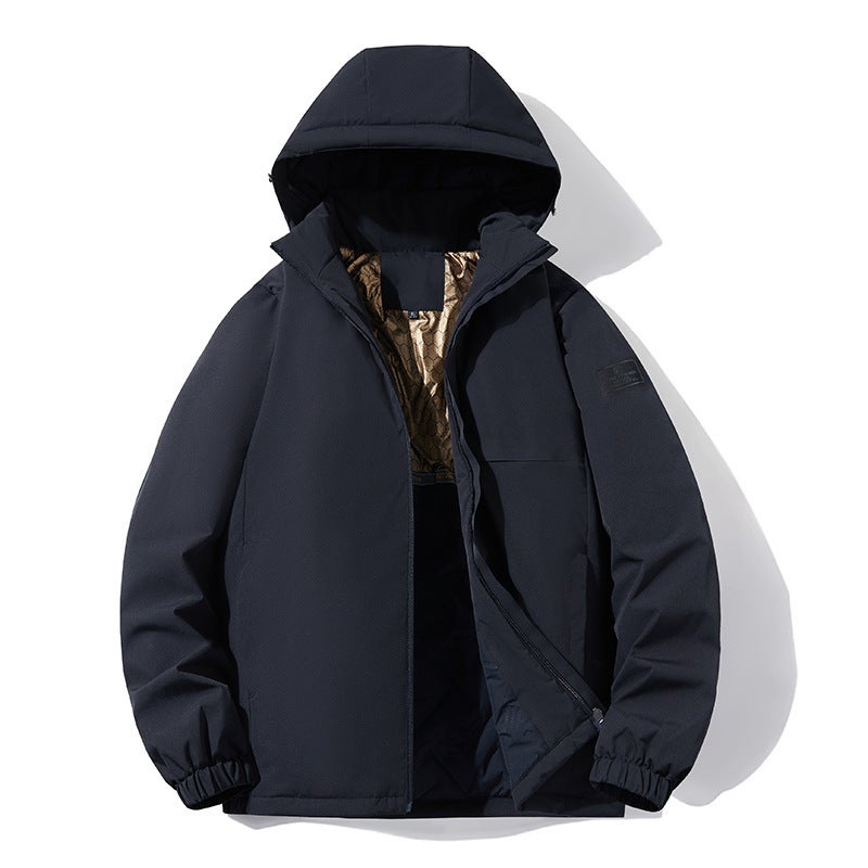 New Down Cotton-Padded Coat Men'S Coat Winter Thickened Warm Cotton-Padded Coat Down Cotton-Padded Jacket Detachable Hat Factory Sent W2398 - Image 5