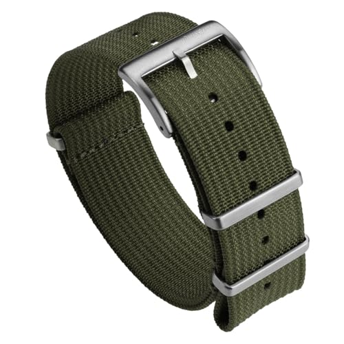 WatchGecko Ridge Military Nylon Watch Strap. Green 20mm. Rugged, Quick-Drying and Secure Replacement Wristwatch Strap for Outdoor Activities. - Image 1