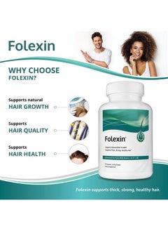 Folexin Folexin Hair Growth Support Supplement for Women & Men with Biotin, Vitamin B6 & Other Hair Vitamins for Thicker Hair Growth & Hair Health Support. 60 Capsules  - Image 3