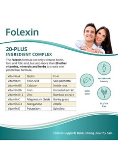 Folexin Folexin Hair Growth Support Supplement for Women & Men with Biotin, Vitamin B6 & Other Hair Vitamins for Thicker Hair Growth & Hair Health Support. 60 Capsules  - Image 5