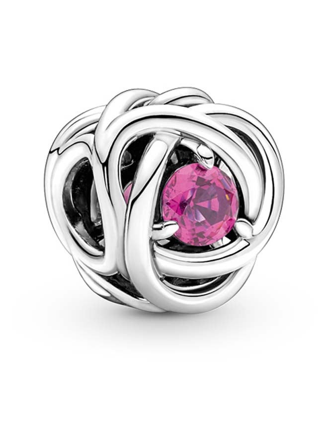 PANDORA Sterling Silver Charm with Phlox Pink Crystal