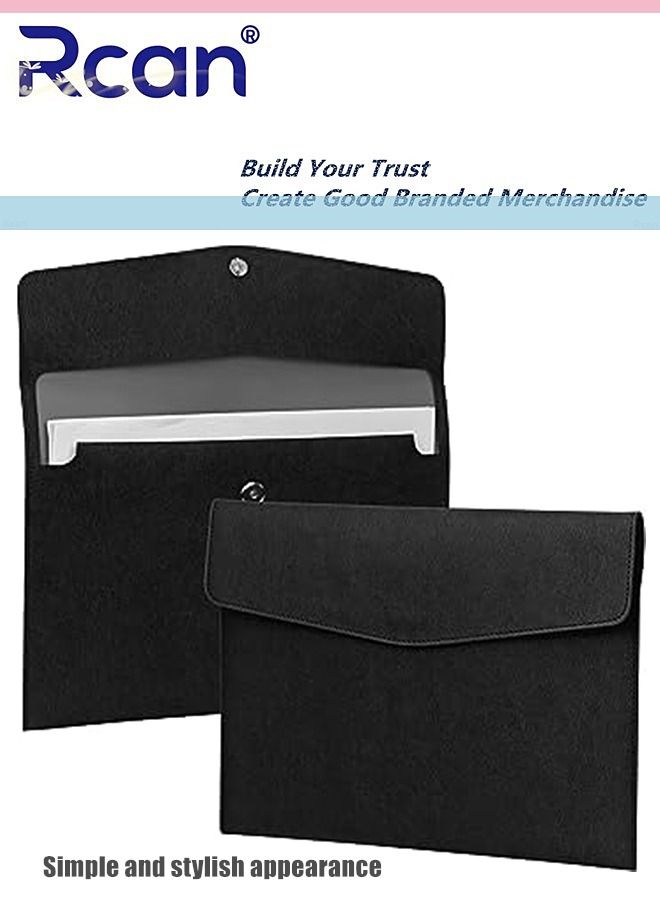 Rcan Pu Leather A4 File Bag Multi Functional Portable Large Capacity Waterproof Information Bag Envelope Type Magnetic Suction Snap File Storage Folder Business Bag Suitable for School Office Home - Image 5