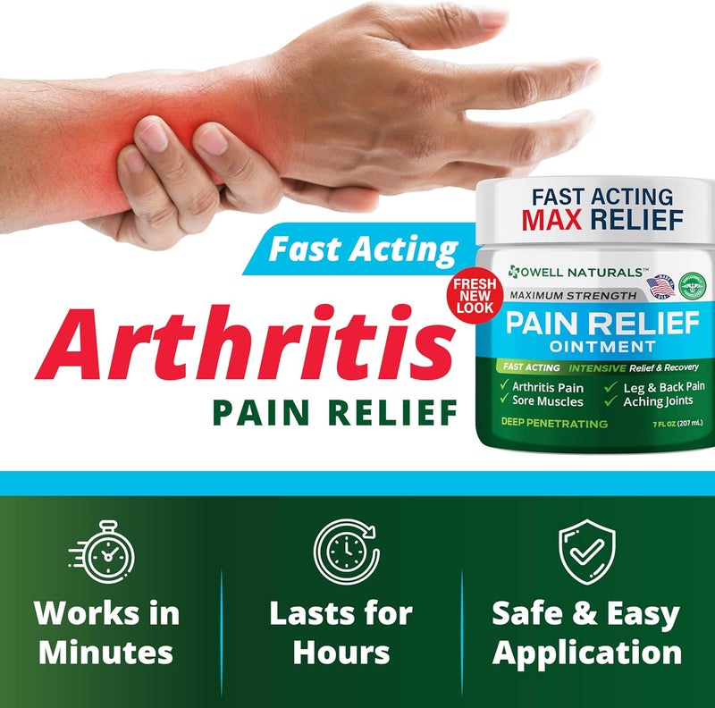OWELL NATURALS Deep Penetrating Pain Relief Ointment Natural Cream Fast Acting Formula for Back Knee Joint Muscle Discomfort LongLasting Soothing Balm 7 oz - Image 3