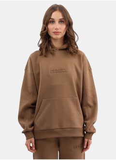 Relaxed hoodie with chest 3D print