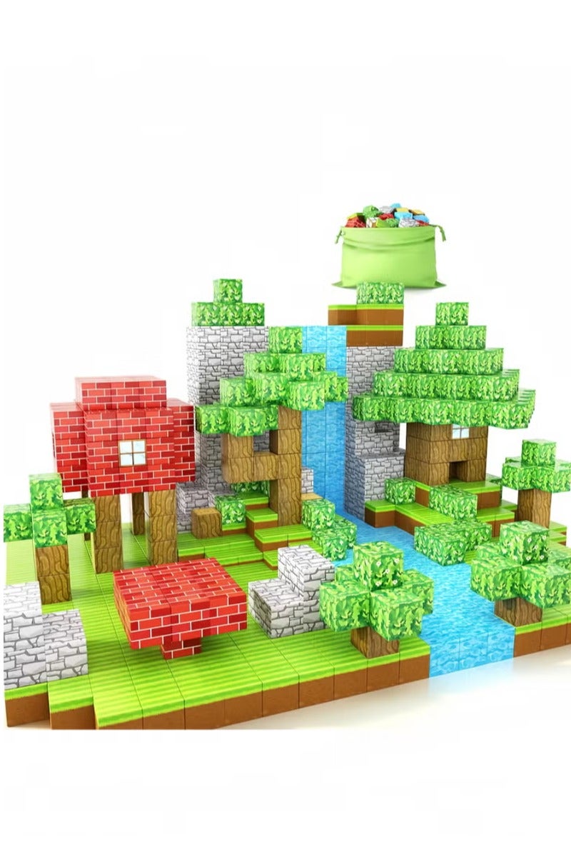 Paka Rabbit 108PCS Magnetic Blocks-Build Mine Magnet World Set for Boys & Girls Age 3-5 6-8, STEM Sensory Toys for Toddlers Gifts for 3+ Years Old Girls Boys,Magnet Cubes Classroom Must Haves Construction Toys - Image 1