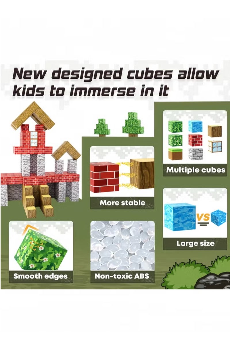 Paka Rabbit 108PCS Magnetic Blocks-Build Mine Magnet World Set for Boys & Girls Age 3-5 6-8, STEM Sensory Toys for Toddlers Gifts for 3+ Years Old Girls Boys,Magnet Cubes Classroom Must Haves Construction Toys - Image 2