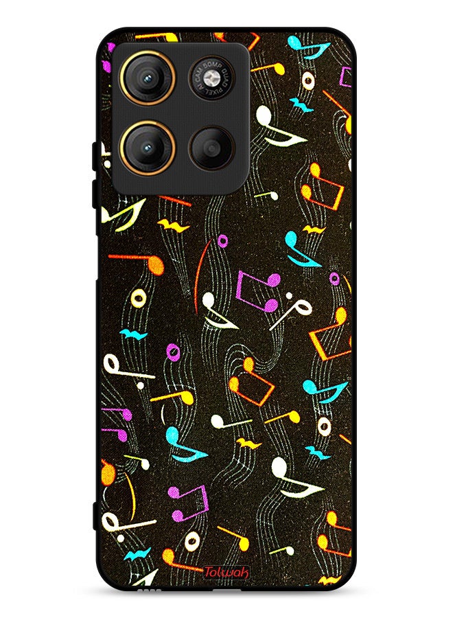 Tolwak Motorola Moto G15 Protective Case Cover Music Fabric Pattern