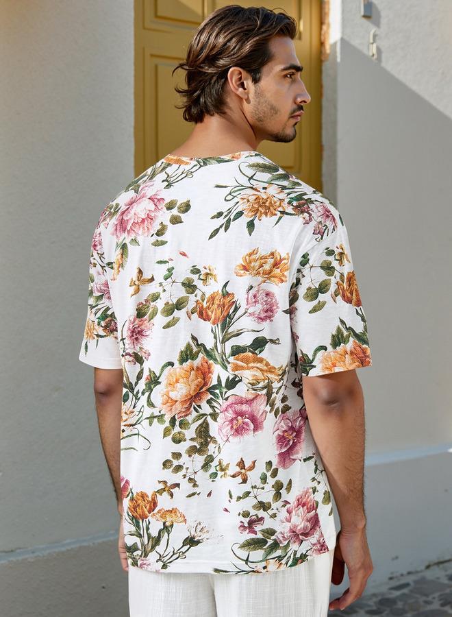 ايكونيك تي شيرت مطبوع بياقة دائرية للرجال - Image 3