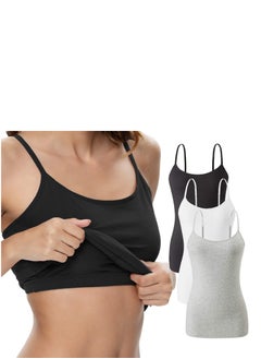 Bundle Of (3) Shelf Bra Camisoles Adjustable Spaghetti Strap Tank Tops Scoop Neck Layer Cami