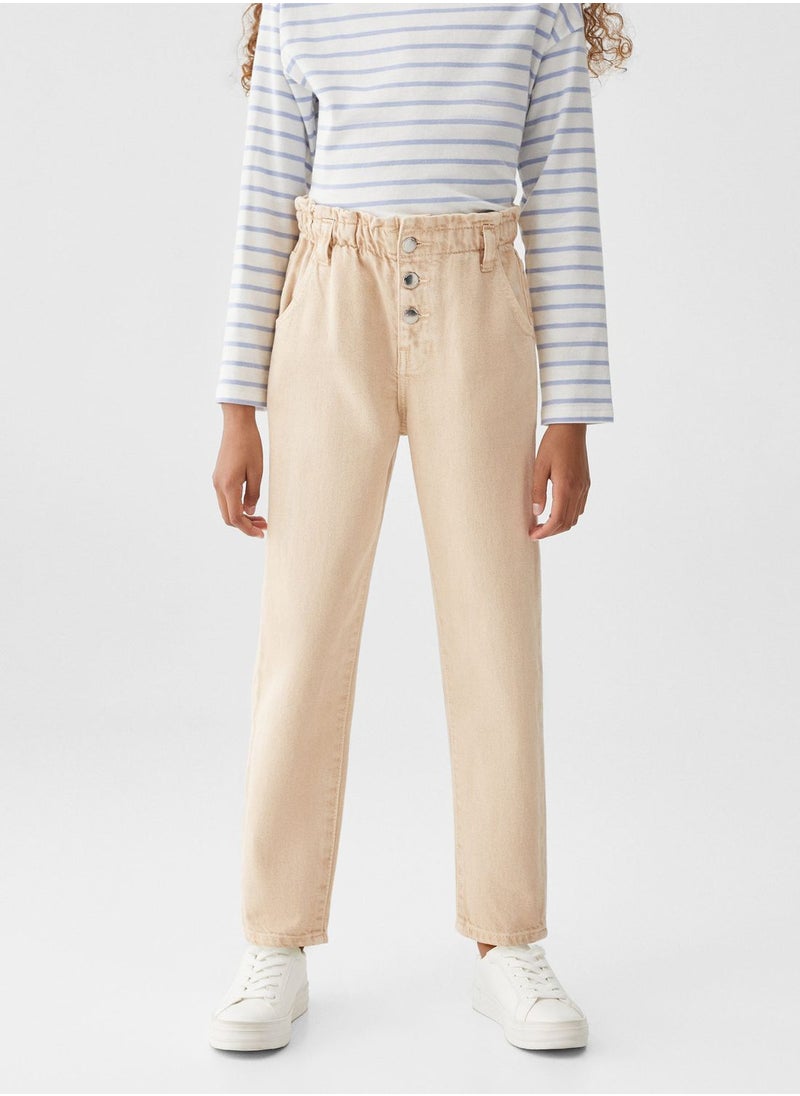 MANGO - Kids Straight Fit Paper Bag Jeans - Image 1