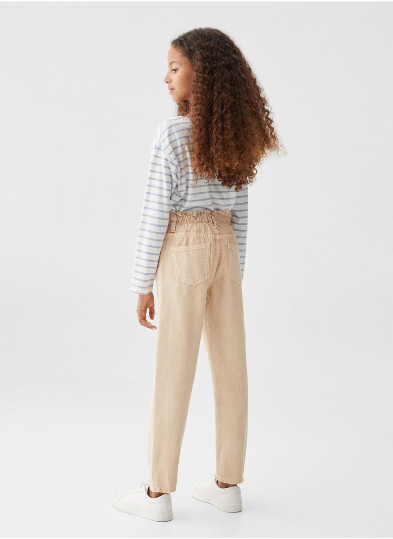 MANGO - Kids Straight Fit Paper Bag Jeans - Image 1