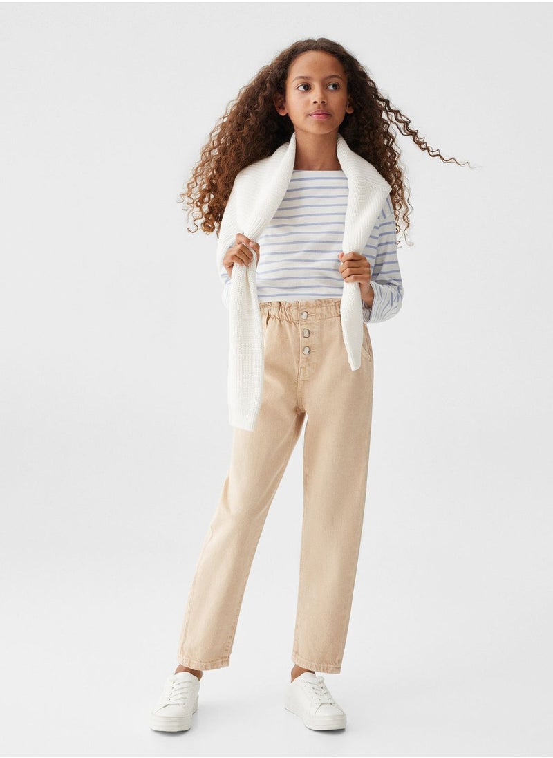 MANGO - Kids Straight Fit Paper Bag Jeans - Image 1