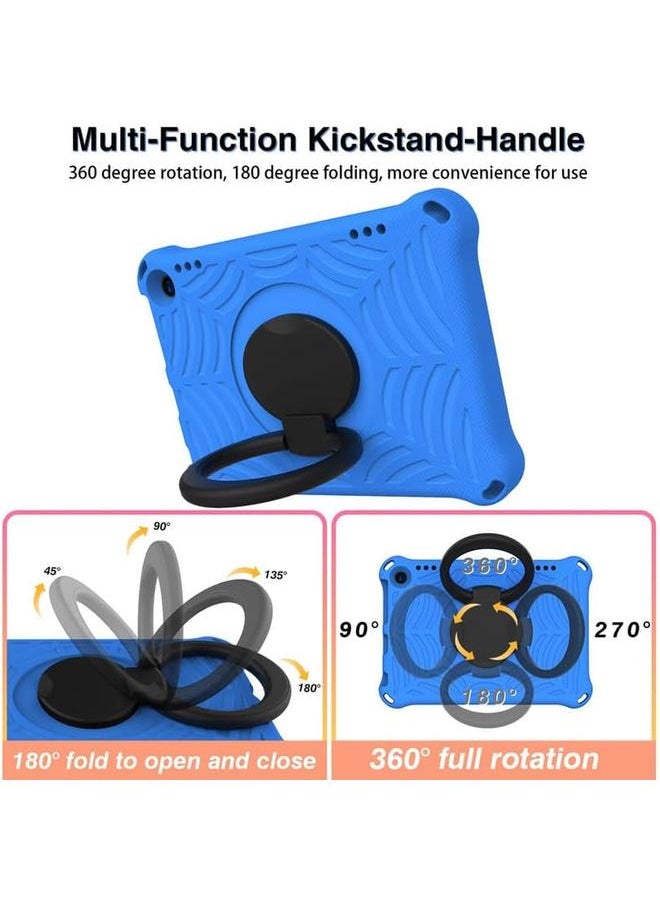 erorex - For Fire Hd 8 And Plus Kids Case 2020 2022 Spider Web Pattern Eva Foam With Ring Handle Stand And Shoulder Strap Tablet Case For Kindle Fire Hd 8 Kids And Kids Pro Tablet 10Th 12Th Gen Blue - Image 1