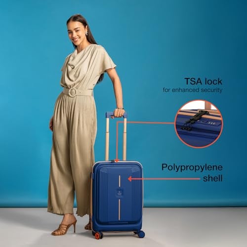 Nasher Miles Alexandria Plus Hard-Sided Polypropylene 20 inch with Queens Backpack & Dock Toiletry Kit | Travel Accessory for Men & Women (Blue) - Image 2