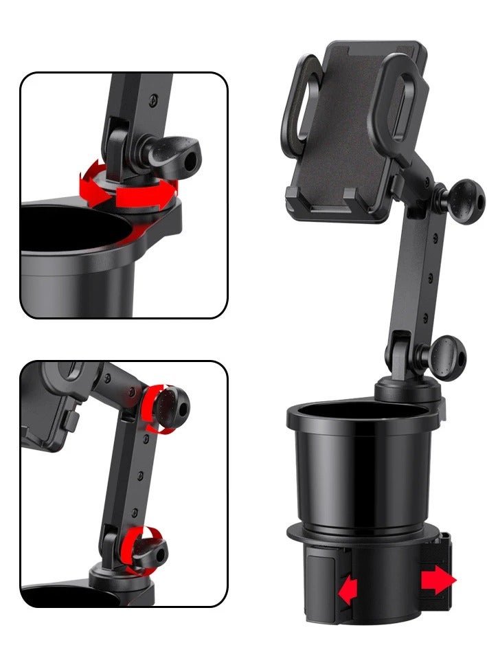 Car Cup Holder Expander with Cell Phone Mount  Phone Holder 360 Rotation Cup Holder Expander Smartphone Mount Auto Interior Accessories  - Image 2