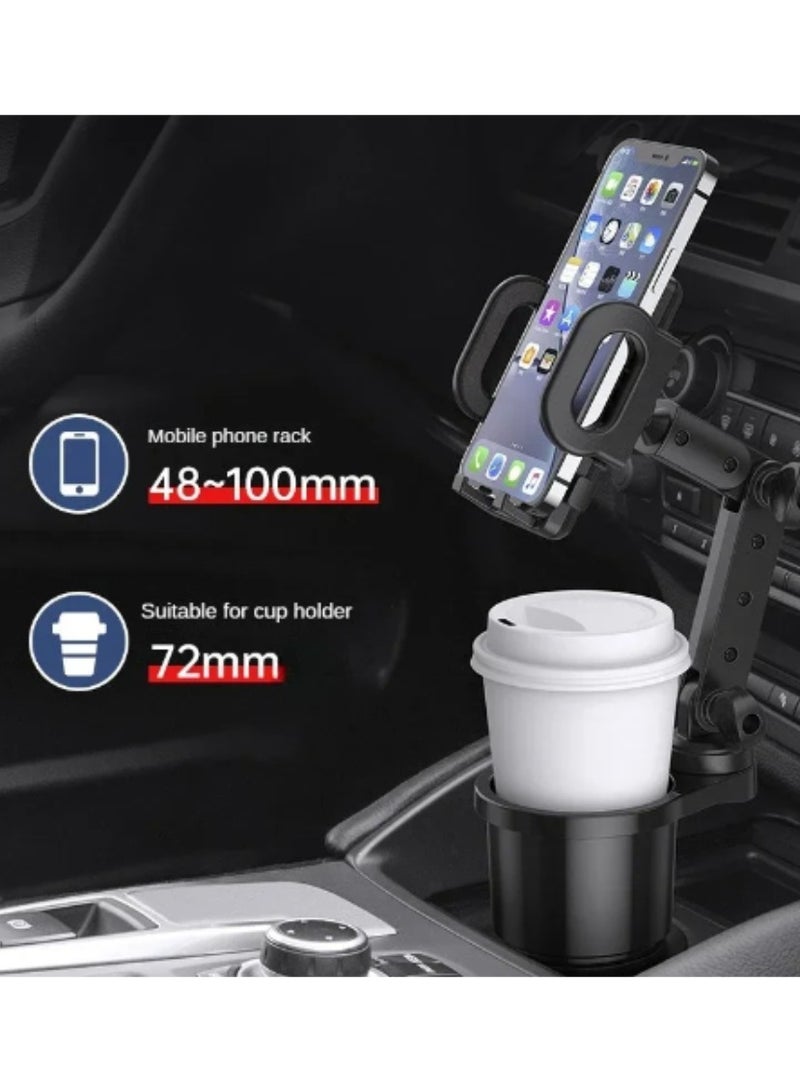 Car Cup Holder Expander with Cell Phone Mount  Phone Holder 360 Rotation Cup Holder Expander Smartphone Mount Auto Interior Accessories  - Image 1