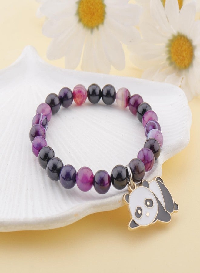 بارتنر هدايا عيد ميلاد وكريسماس ملهمة للنساء من بارتنر باندا، أساور فريدة من نوعها مصنوعة من الخرز والأحجار الطبيعية للنساء، مجوهرات حيوانية ذات معنى لمحبي الباندا (باندا مستلقية)... - Image 3