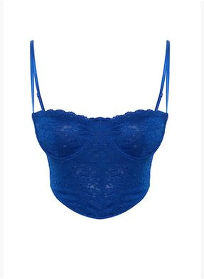 trendyol Saks Crop Lined Corset Detailed Lace Bustier TPRAW23BS00062
